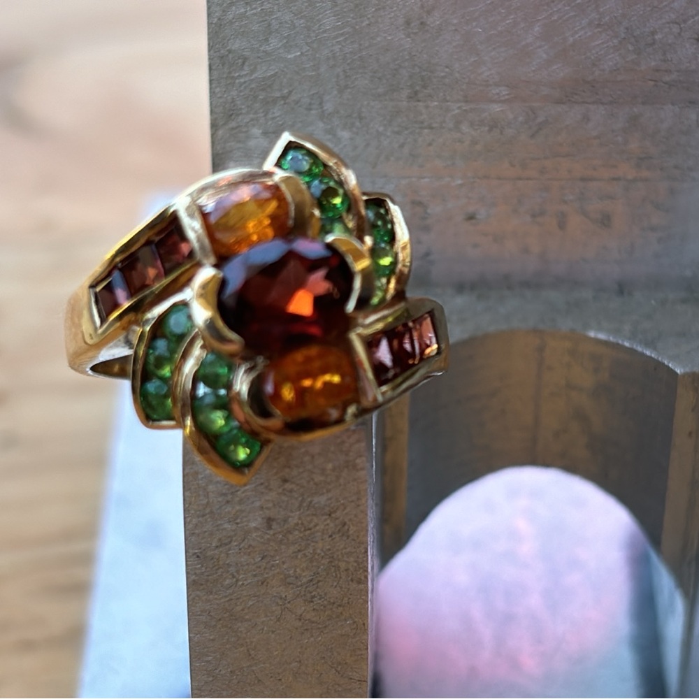 10k Gold Citrine & Garnet Ring